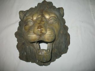 Vintage Brass Lion Head Face Hanging Figurine Garden Wall Home Decor