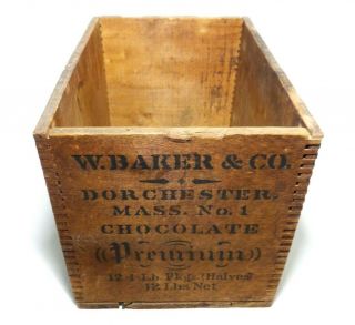 Walter Baker & Co Ltd Dorchester Ma Early 20th C Vint Premium Chocolate Wood Box