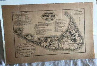 Old Historical Map Of Nantucket 1869 Rev.  F C Ewer The Old Colony Line Rr