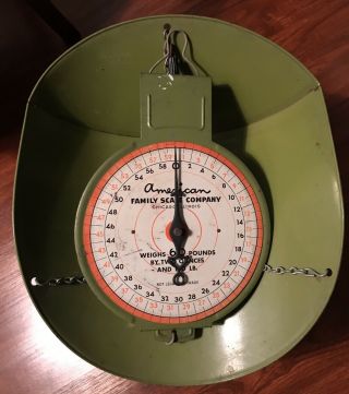 Vintage American Family Scale Co.  Chicago Ill.  Hanging Farm Feed Scale 60 Pounds