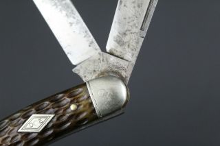 DE Diamond Edge,  Shapleigh Hardware Bone Stockman Vintage Pocket Knife 797 3