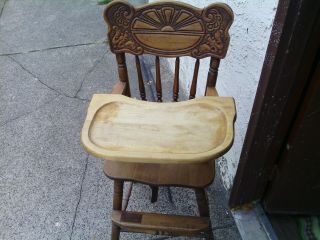 Baby High Chair Made Of Wood Vintage
