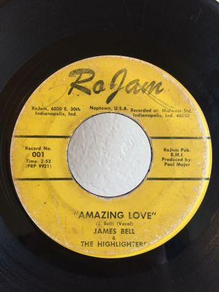 Indiana Northern Soul Funk 45 James Bell & The Highlighters Love Rojam