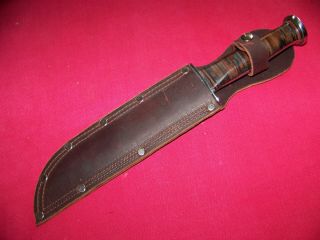Vintage Rare Huge Wwii Era Western G46 - 8 Leather Handle Side Knife Near