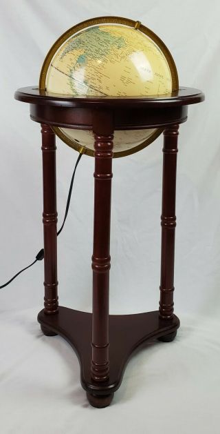 Vintage Lighted Fucashun Floor Globe Rotating Display W/ Wooden Stand