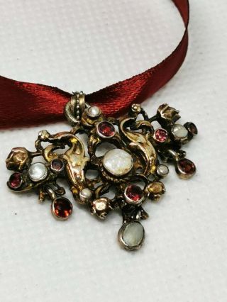 18th c Georgian necklace pearls paste glass vermeil silver 2