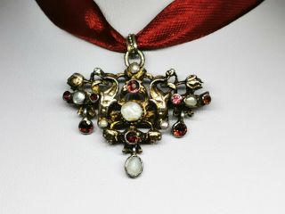 18th c Georgian necklace pearls paste glass vermeil silver 3