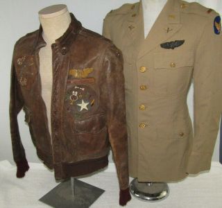 Ww2 Usaaf Named/painted A - 2 Jacket - Tunic Bombardier Grouping - 443rd Bs/320th Bg