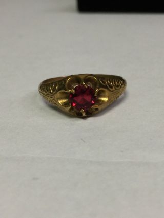 Antique Victorian 14k Rose Gold Natural Ruby Belcher Mounting Ladies Men Ring 3g
