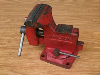 Vintage Wilton Bench Vise With 3 1/2 " Jaws & Swivel Base