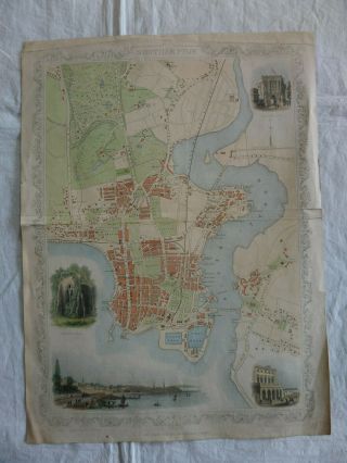Antique City Map Of " Southampton " Hampshire By J Rapkin