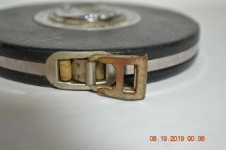 Vintage Lufkin Rule Co 100 Ft Steel Chrome Clad Leader Tape Measure 254TC 3
