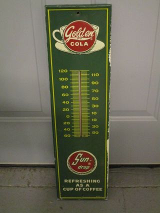 Vintage Golden Girl Cola Large Tin Thermometer - Woks Fine