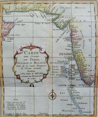 India,  Maldives,  Pakistan,  Iran Bellin,  1749,  Carte Des Costes De Perse,  Gusarat