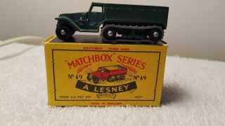 Matchbox Lesney Mb 49 Army Half Track Bpr In C Box
