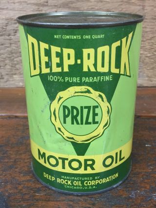 Vintage Rare Deep Rock Prize Motor Oil Quart Oil Can - Metal Oil Can Empty