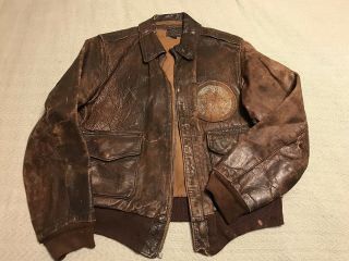 Ww2 Us Army Air Force A - 2 Flight Jacket And Sqaudron Patch 54th Eager Beavers