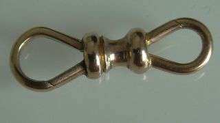 RARE VICTORIAN 9ct SOLID GOLD DOUBLE DOG CLIP CLASP FOR ALBERT WATCH CHAIN 1.  6g 3