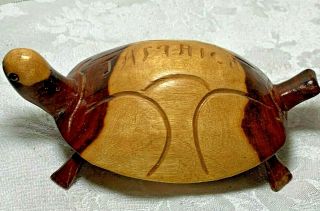 Vintage Ebony Lignum Vitae Wood Hand Carved Jamaican Sea Turtle Figure
