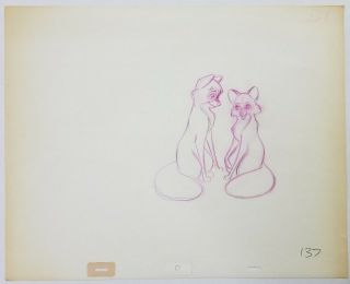 Disney Production Drawing Fox And The Hound Tod & Vixey RARE | #15726571
