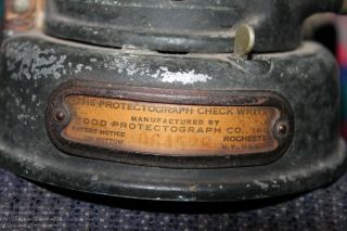 Antique Hand Cranked Check Imprinter Writer Todd Protectograph Co.  Cast Iron