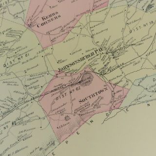 1874 Map Frelinghuysen,  NJ F.  W.  Beers Warren County Kerrs Corners 2