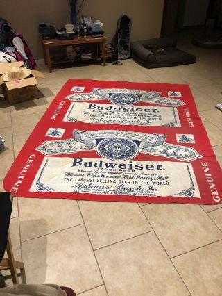 Very Rare Queen Size ? Vintage Bedspread Budweiser Blanket 78 1/2 X 99 Or Tapest