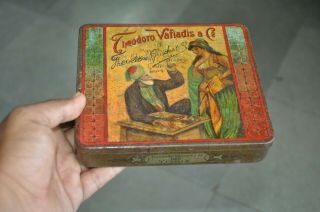 Vintage Theodoro Vafiadis & Co.  Egyptian Cigarettes Ad Litho Tin Box