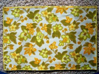 Vintage Mid Century Retro Yellow Floral Linen Placemats Set Of 4