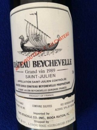 French Wine 1989 Chateau Beychevelle Grand Vin Saint - Julien 2