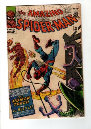 Spider - Man 21 Steve Ditko Stan Lee Human Torch Marvel Comics 1965