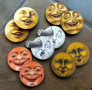 10 Miniature Vintage Moon Face Laser Cut Images For Art Jewelry Crafts