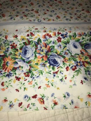 Vintage Jc Penney Pair Queen Bright Floral Percale Pillowcases Bedding Linens