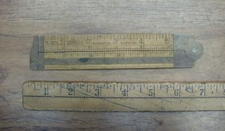 Antique Stanley No.  36 - 1/2 Warranted Boxwood 12 " Folding Ruler,  Brass Caliper,  Exc