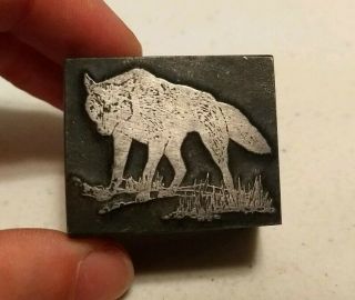 Vintage Letterpress Printing Block Wolf Or Coyote