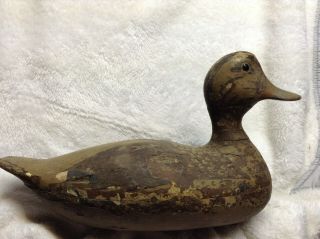 Antique Hollow Carved Wood Duck Decoy Glass Eyes