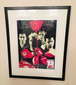 Depeche Mode Signed Violator Poster 1990 Toronto Framed With Vip Pass