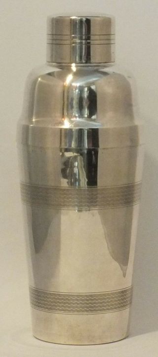 Vintage French Art Deco Style Silverplated Cocktail Shaker W/ Center - Pour Spout