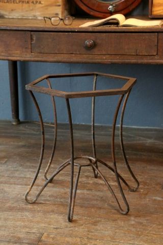 Vintage Industrial Art Deco Steel Console Entry Table Coffee Table Octagon Stand