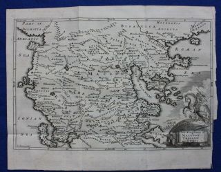 Antique Map Ancient Greece,  Macedon,  Thessaly,  Epirus,  E.  Bowen,  1747