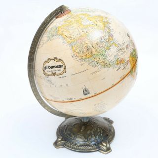 Vintage Globe Master 12 Inch Diameter Globe With Brass Base