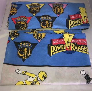 Vintage 1994 Saban Mighty Morphin Power Rangers Twin Flat And Fitted Sheet Set