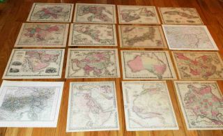 16 Large Antique Maps  - - Hand Color,  1855 To 1876