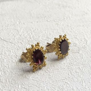 Antique Georgian Ornate Gold Flat Cut Garnet Earrings 2