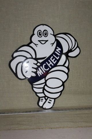 Large Michelin Man Tires Dealer Porcelain Sign Gas Oil Farm Car Truck Service