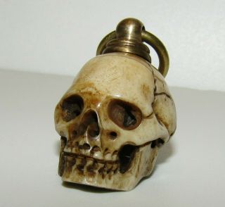 One Of A Kind,  Large,  Antique Georgian Memento Mori Skull Compass Pendant