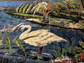 Vintage Velvet Swan Lake Wall Tapestry 24” X 66” Lily pads Castle 3