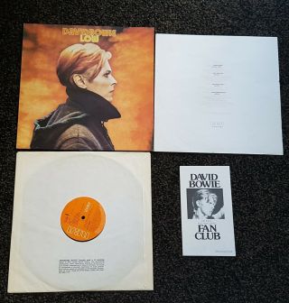 David Bowie Uk 1st Low Lp Pl 12030 A1/b2,  Insert/fan Club Leaflet Nrmint