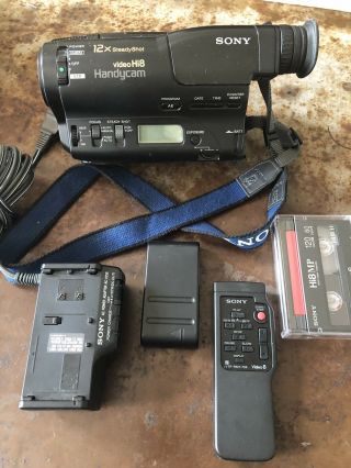 Vintage Sony Handcam Tr - 400 Video8 W/power Adapter,  Battery,  Remote.