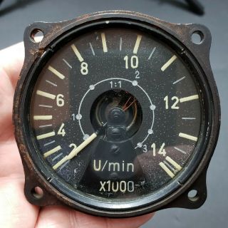 Ww2 German Luftwaffe Aircraft Instrument Gauge Tachometer Bakelite Me109?